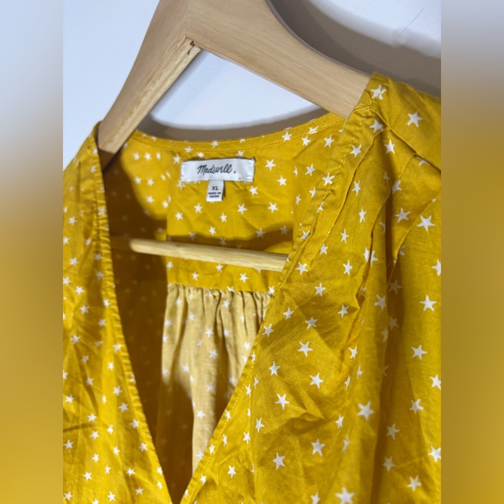 Madewell XL Star Scatter Wrap Top Blouse Golden Yellow - Picture 3 of 8